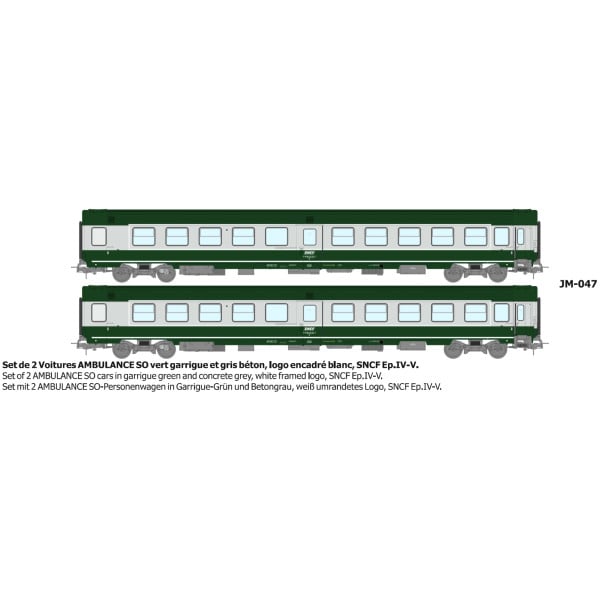 [HO] : Set de 2 Voitures AMBULANCE vert/gris logo encadré blanc Ep.IV-V - REE JM047