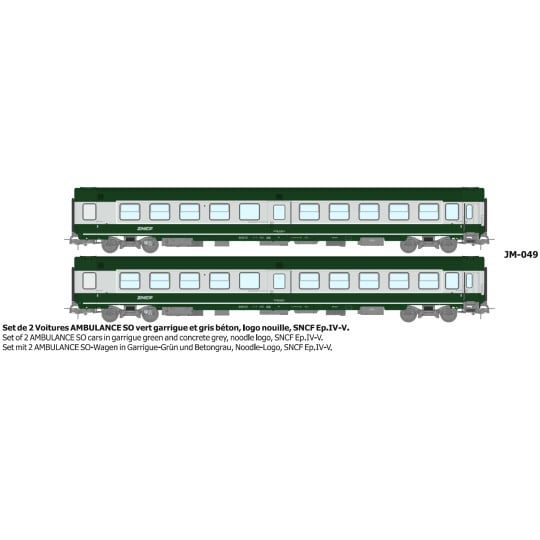 [HO] : Set de 2 Voitures AMBULANCE vert/gris logo nouille Ep.IV-V - REE JM049