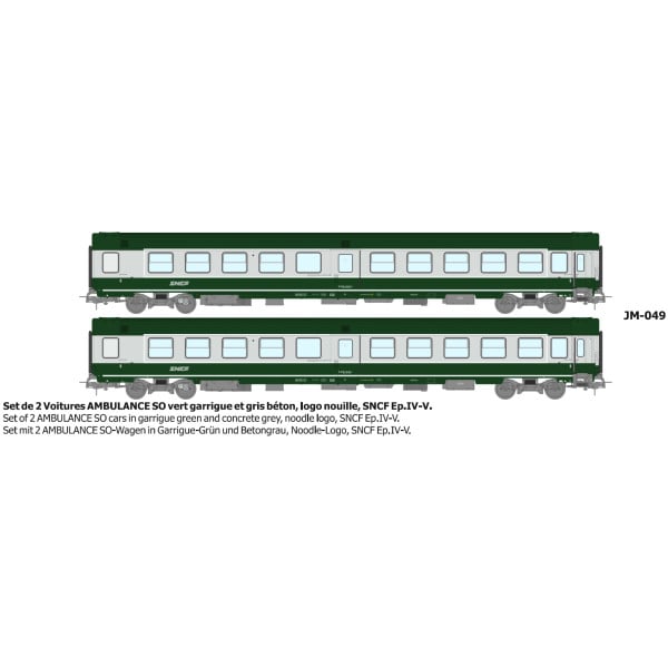 [HO] : Set de 2 Voitures AMBULANCE vert/gris logo nouille Ep.IV-V - REE JM049