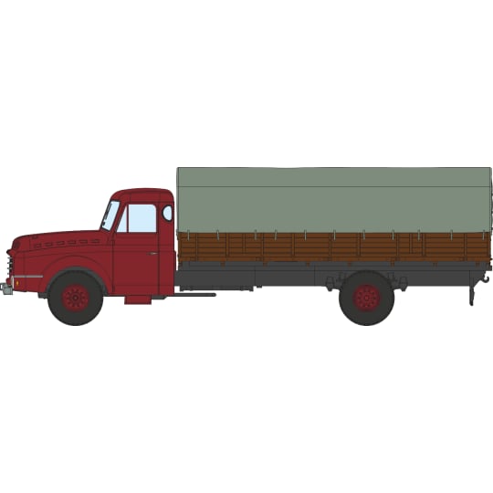 Véhicule [HO] : Camion Willeme benne à ridelles avec bâche [cabine bordeaux] – CB197