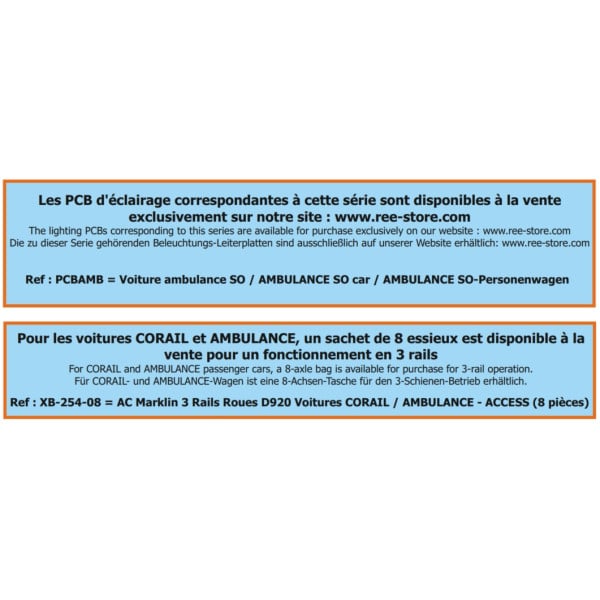 [HO] : Set de 2 Voitures (AMBULANCE et CORAIL B10c10x) vert/gris logo nouille Ep.IV-V - REE JM050