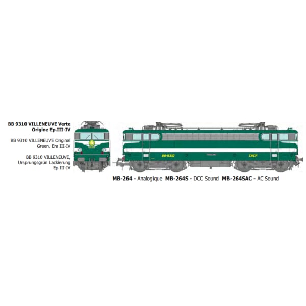 [HO] : BB 9310 VILLENEUVE Verte Origine Ep.III-IV - ANALOGIQUE - MB264