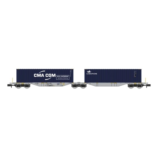 [N] : Wagon Sggmrss 90 TOUAX + 2 caisses mobiles “CMA-CGM”, Ep. V-VI – MIKADOTRAIN NW328