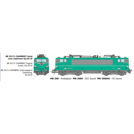 [HO] : BB 25171 CHAMBERY Verte avec enjoliveur Ep.III-IV - ANALOGIQUE - MB268