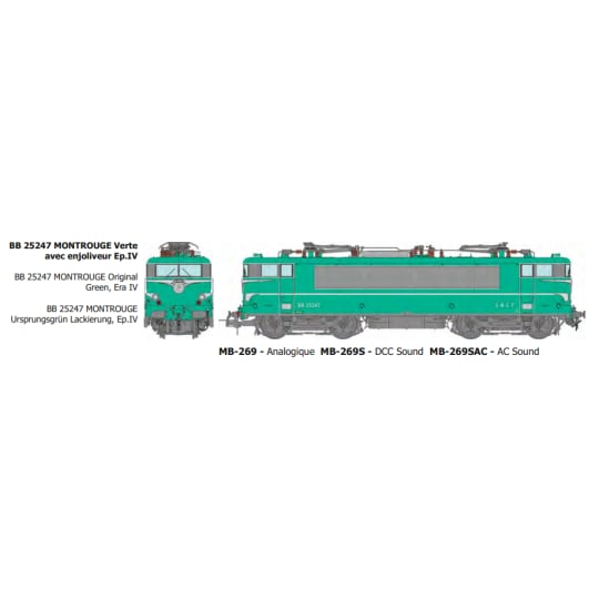[HO] : BB 25247 MONTROUGE Verte avec enjoliveur Ep.IV - ANALOGIQUE - MB269
