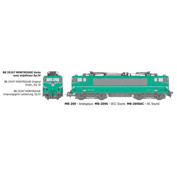 [HO] : BB 25247 MONTROUGE Verte avec enjoliveur Ep.IV - DIGITAL SOUND - MB269S