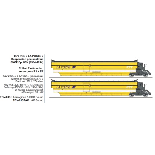 [HO] : TGV PSE « LA POSTE » Suspension pneumatique SNCF Ep. IV-V (1984-1994) - DCC 3 RAILS - TGV013SAC