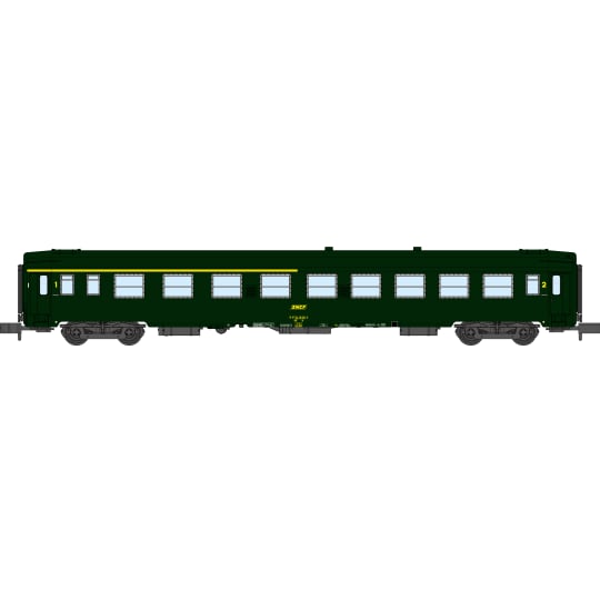 [N] : Voiture UIC A4B5 (mixte 1ère/2nde classe) Verte, Logo jaune encadré, Ep. IV – MIKADOTRAIN NW257
