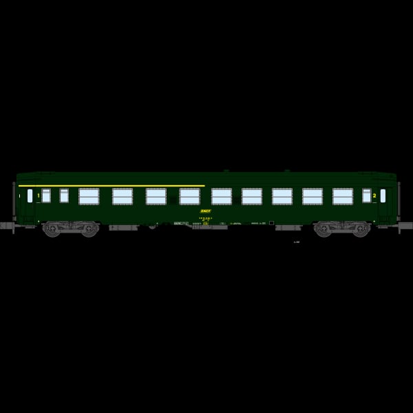 [N] : Voiture UIC A4B5 (mixte 1ère/2nde classe) Verte, Logo jaune encadré, Ep. IV – MIKADOTRAIN NW257