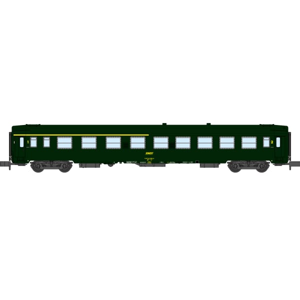 [N] : Coffret de 2 voitures UIC A4B5 et B10 Vertes, Logo jaune encadré, Ep. IV – MIKADOTRAIN NW258