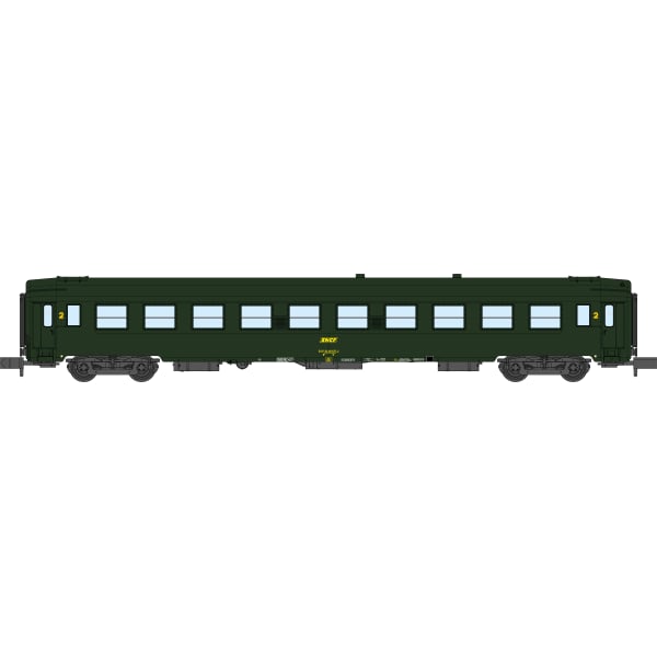 [N] : Coffret de 2 voitures UIC A4B5 et B10 Vertes, Logo jaune encadré, Ep. IV – MIKADOTRAIN NW258