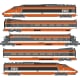 [HO] : Coffret TGV PSE n°110 CFF, 5 éléments (Motrices + Remorques R1, R8, R4 Bar), Ep. IV, Analogique - TGV008