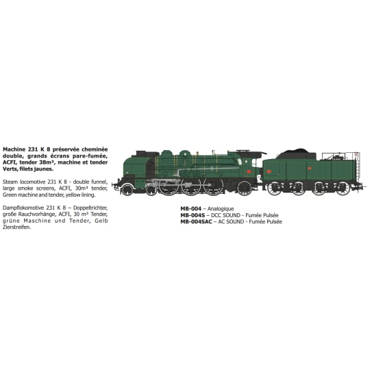 [HO] : MACHINE 2-231K 8 NORD, CALAIS - Machine préservée Ep.V - DCC SOUND - MB004S