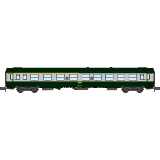[N] : Coffret de 2 voitures UIC A4B5 et B10 Verte/Alu, Logo jaune encadré, Ep. IV – MIKADOTRAIN NW260