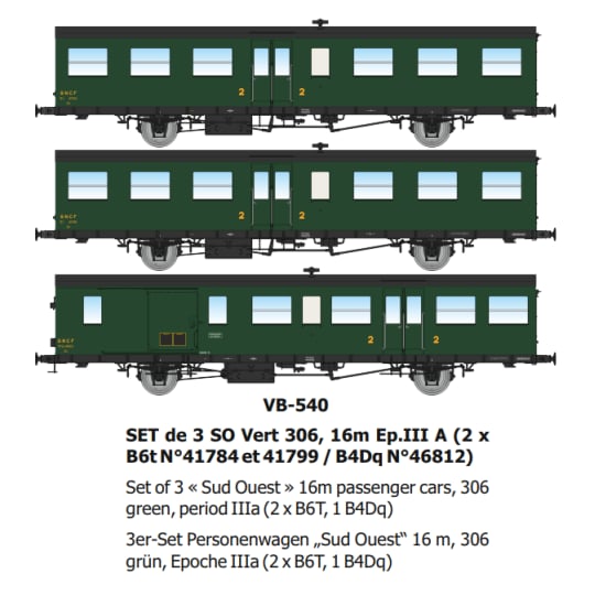 [HO] : SET de 3 SO Vert 306, 16m Ep.III A - VB540