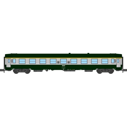 [N] : Voiture UIC A9 (1ère classe) Verte/Gris béton, Logo blanc encadré, Ep. V – MIKADOTRAIN NW265