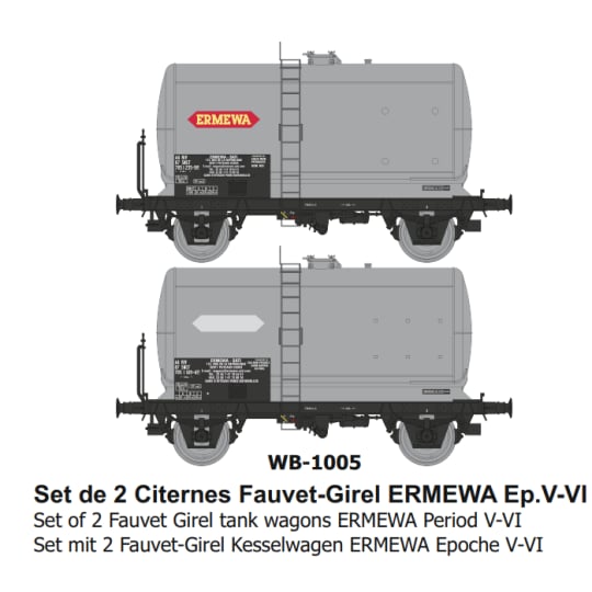 [HO] :  Set de 2 citernes Fauvet-Girel "ERMEWA-SATI" Ep.IV-V (Logo) - WB1005