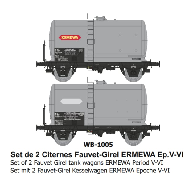 [HO] :  Set de 2 citernes Fauvet-Girel "ERMEWA-SATI" Ep.IV-V (Logo) - WB1005