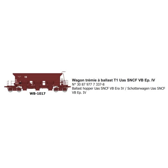 [HO] :  Set de 3 TREMIE BALLAST ORIGINE VB 2 de Longueau - WB1017
