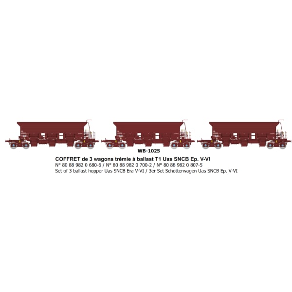 [HO] : Set de 3 TREMIE BALLAST SNCB - WB1025