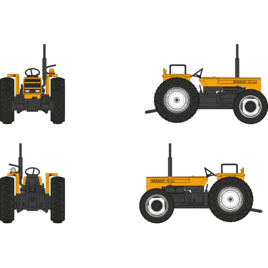 [HO] : Tracteur RENAULT 651 orange 4 roues motrices (1982) - CB217