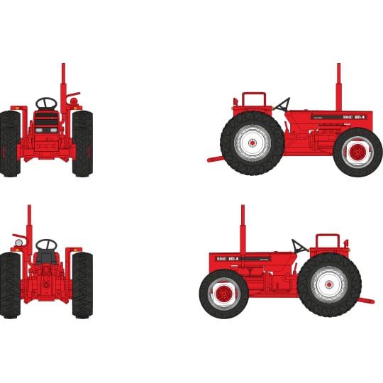 [HO] : Tracteur RENAULT 651 Rouge avec 4 roues motrices (1973) - CB215