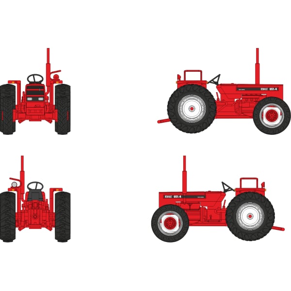 [HO] : Tracteur RENAULT 651 Rouge avec 4 roues motrices (1973) - CB215