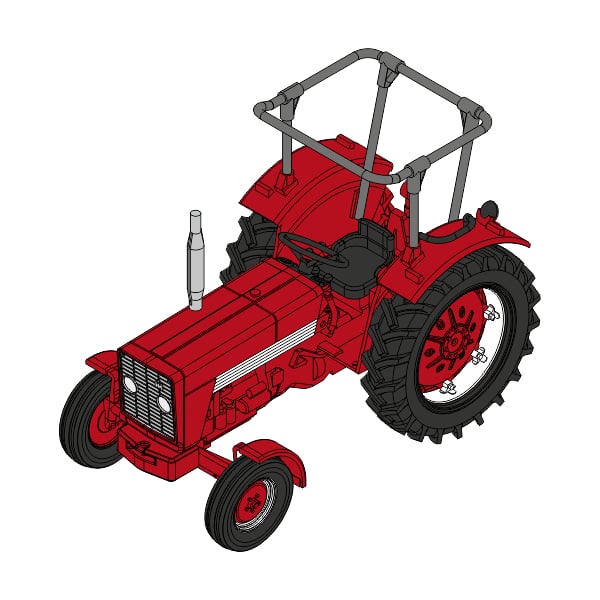 Véhicule [HO] : Tracteur Mc-Cormick INTERNATIONAL HI 624 avec arceau de sécurité – CB178
