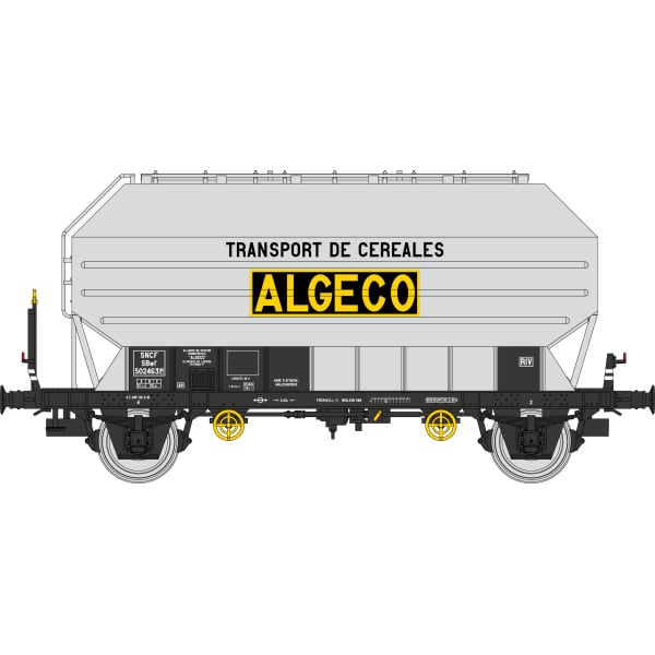 [HO] : Coffret de 2 wagons céréaliers FRANGECO « ALGECO », SNCF, Ep. III – WB893