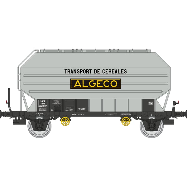 [HO] : Coffret de 2 wagons céréaliers FRANGECO « ALGECO », SNCF, Ep. III – WB893