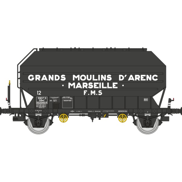 [HO] : Coffret de 2 wagons céréaliers FRANGECO « GRANDS MOULINS D’ARENC », SNCF, Ep. III – WB900