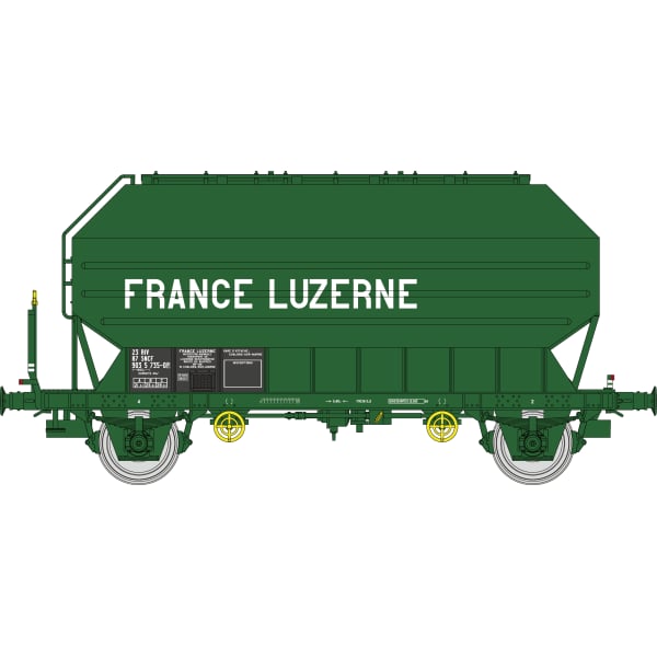 [HO] : Coffret de 2 wagons céréaliers FRANGECO « FRANCE LUZERNE », SNCF, Ep. IV-V – WB902