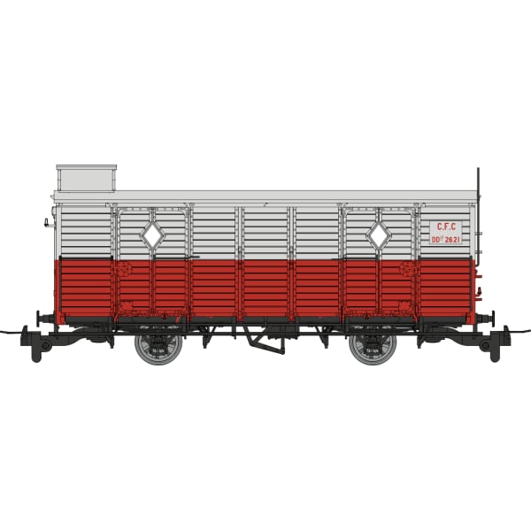 [HOe/HOm] : Coffret de 2 fourgons CFC rouge/gris n°2621, Ep. III-IV – VM047