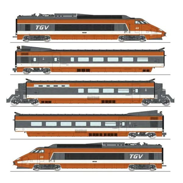 [HO] : Coffret TGV PSE n°5, 5 éléments (Motrices + Remorques R1, R8, R4 Bar), Ep. IV, DCC Sound - TGV005S