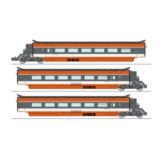 [HO] : Coffret de remorques TGV PSE rame n°5, 3 éléments (Remorques R2, R5, R6), Ep. IV, DC - TGV006