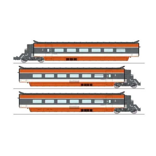 [HO] : Coffret de remorques TGV PSE rame n°5, 3 éléments (Remorques R2, R5, R6), Ep. IV, AC 3 rails - TGV006SAC