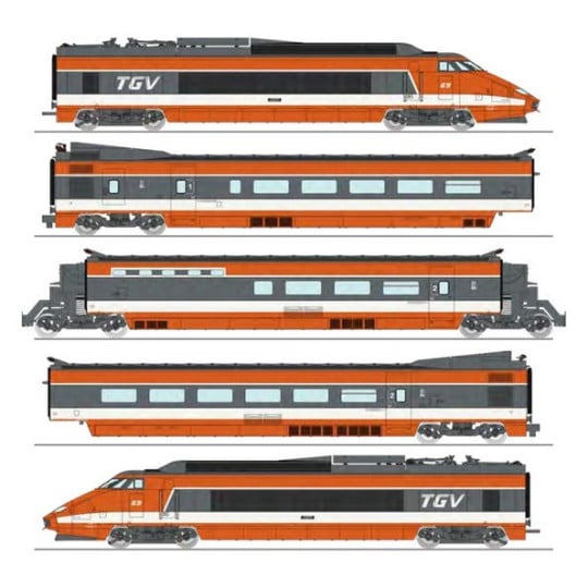 [HO] : Coffret TGV PSE n°110 CFF, 5 éléments (Motrices + Remorques R1, R8, R4 Bar), Ep. IV, AC Sound 3 rails - TGV008SAC