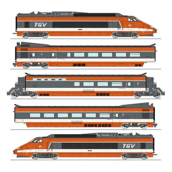 [HO] : Coffret TGV PSE n°110 CFF, 5 éléments (Motrices + Remorques R1, R8, R4 Bar), Ep. IV, AC Sound 3 rails - TGV008SAC