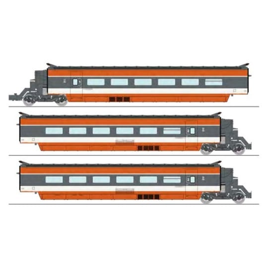 [HO] : Coffret de remorques TGV PSE rame n°110 CFF, 3 éléments (Remorques R2, R5, R6), Ep. IV, DC - TGV009