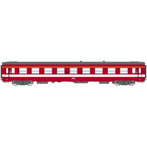 [HO] : Voiture A9 ex-Capitole 1/2 cartouche corail, bande jaune, SNCF Ep. IV – VB487