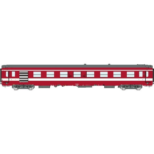 [HO] : Voiture A7D Livrée Rouge 3ème série, Y24 sans frein magnétique, bande blanche, SNCF Ep. V – VB490