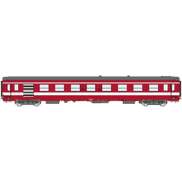[HO] : Voiture A7D Livrée Rouge 3ème série, Y24 sans frein magnétique, bande blanche, SNCF Ep. V – VB490