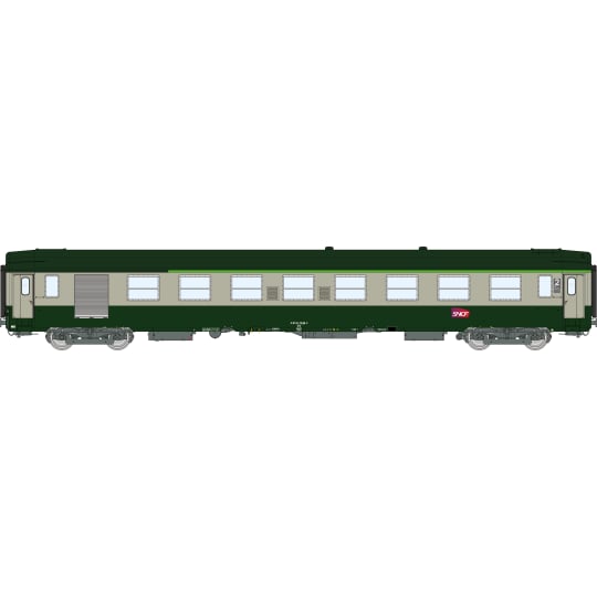 [HO] : Set de 2 voitures UIC B7D et B10 Vert / Gris Logo CARMILLON Cartouche Corail, SNCF Ep. VI – VB492