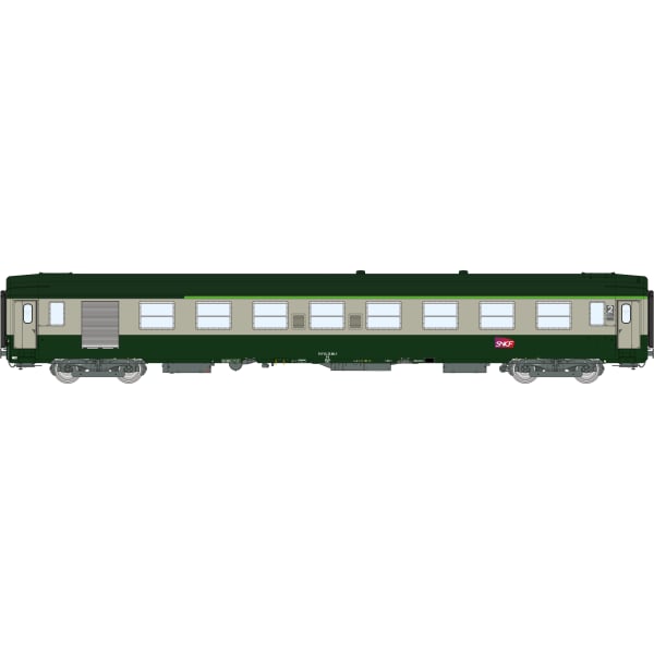 [HO] : Set de 2 voitures UIC B7D et B10 Vert / Gris Logo CARMILLON Cartouche Corail, SNCF Ep. VI – VB492