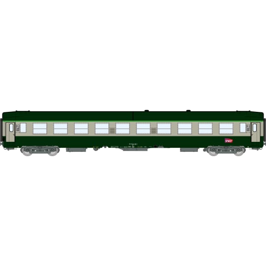 [HO] : Voiture UIC B10 Vert / Gris Logo CARMILLON Cartouche Corail, SNCF Ep. VI – VB493