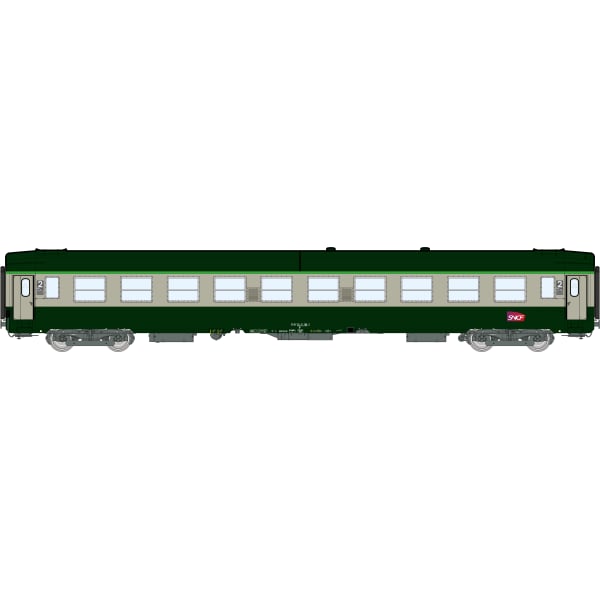 [HO] : Voiture UIC B10 Vert / Gris Logo CARMILLON Cartouche Corail, SNCF Ep. VI – VB493