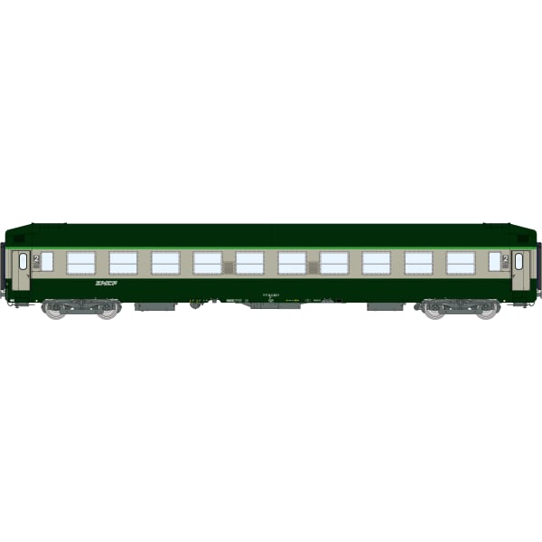 [HO] : Voiture UIC couchette B10, toit haut, livrée verte, SNCF, Ep. V – VB485