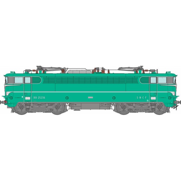 [HO] : Locomotive électrique BB 25236 Livrée verte, VÉNISSIEUX avec jupes, Ep. IV-V, Analogique - MB252