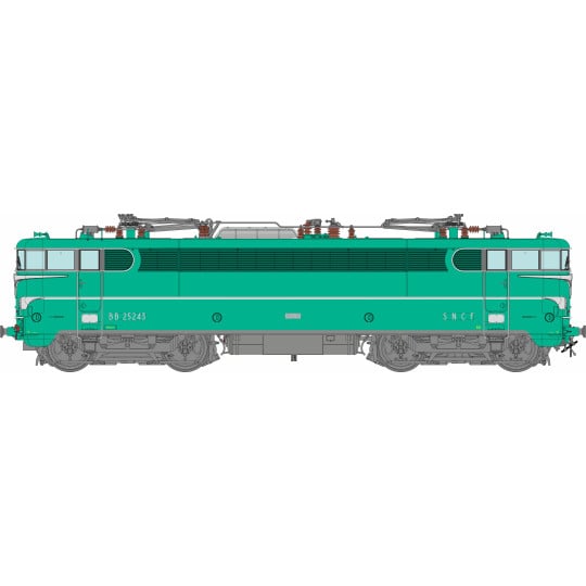 [HO] : Locomotive électrique BB 25243 Livrée verte, MARSEILLE avec jupes et vitres d'angles, Ep. IV, Analogique - MB253