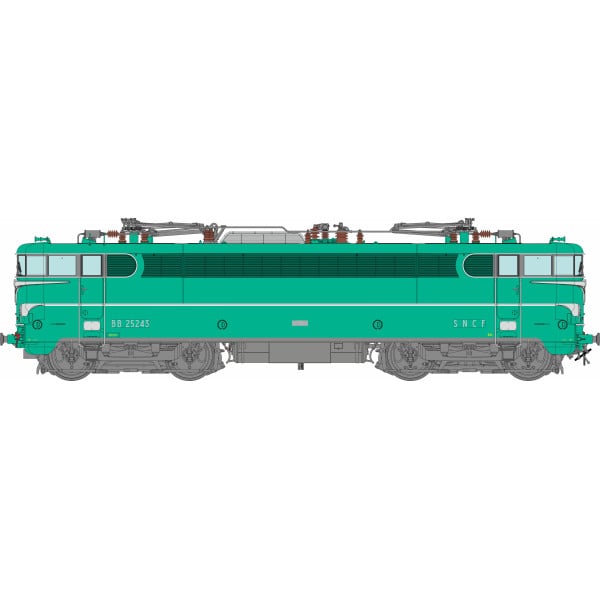[HO] : Locomotive électrique BB 25243 Livrée verte, MARSEILLE avec jupes et vitres d'angles, Ep. IV, Analogique - MB253